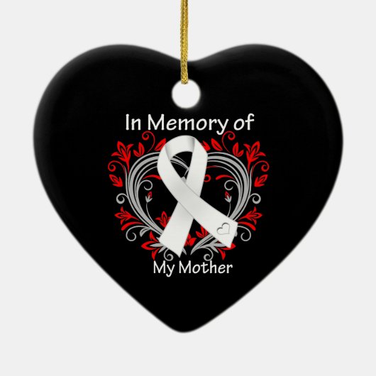 Moeder - In Memory Lung Cancer Heart Keramisch Ornament (Achterkant)