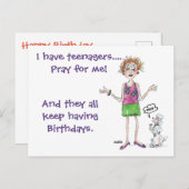 Moeder in paniek met Tieners met geboortedagen Briefkaart (Voorkant / Achterkant)