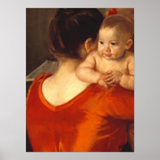 Moeder in rood met kind poster (Voorkant)
