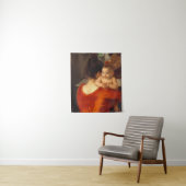 Moeder in rood met kind wandkleed (In situ)