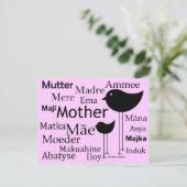 Moeder in verschillende talen briefkaart (Staand voorkant)