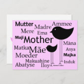 Moeder in verschillende talen briefkaart (Voorkant / Achterkant)