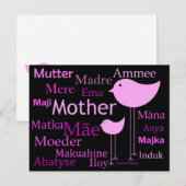 Moeder in verschillende talen briefkaart (Voorkant / Achterkant)