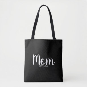 Moeder ingestelde datum minimale moderne typografi tote bag