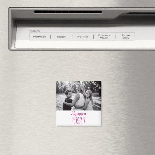 Moeder ingestelde roze script naam foto magneet (Insitu (Vaatwasser))