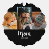 Moeder ingestelde script zwart 3 foto  ornament kaart (Voorkant)