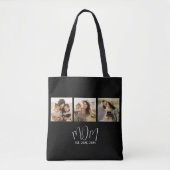 Moeder ingestelde script Zwart 3 Foto Tote Bag (Voorkant)
