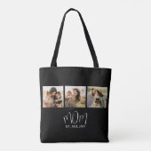 Moeder ingestelde script Zwart 3 Foto Tote Bag (Achterkant)
