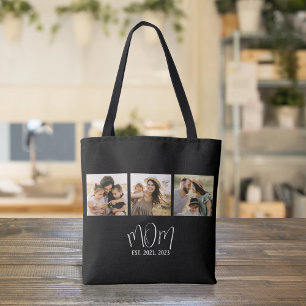 Moeder ingestelde script Zwart 3 Foto Tote Bag