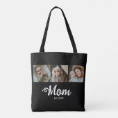 Moeder ingestelde script zwart 3 foto tote bag (Achterkant)