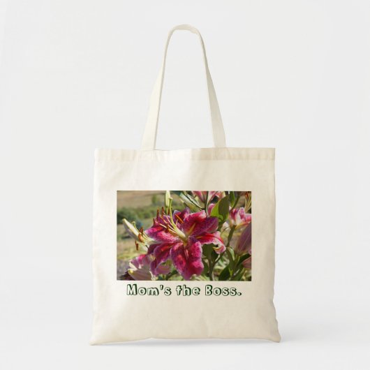 Moeder is de Baas Boodschappentassen Roze Lelie Bl Tote Bag (Voorkant)