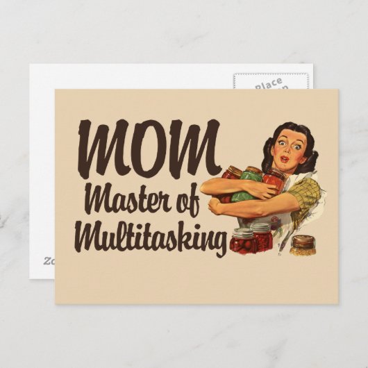 Moeder is de meester van multitasking briefkaart (Voorkant / Achterkant)
