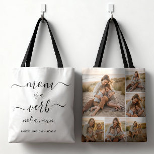 Moeder Is een Werkwoord Familie Fotocollage Moeder Tote Bag