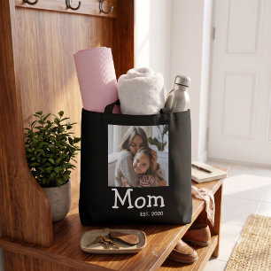 Moeder is leuk gekke lettertype foto zeggen tote bag
