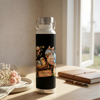 Moeder is thuis Zwarte waterfles Vogel Cadeau