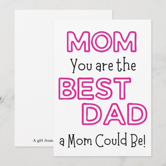 Moeder Je bent de beste vader Vaderdag kaart (Voorkant / Achterkant)