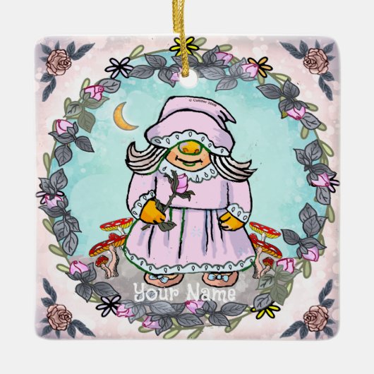 Moeder kabouter  keramisch ornament (Voorkant)