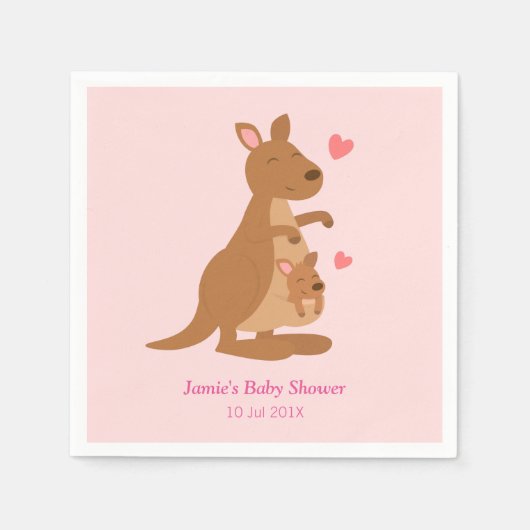 Moeder Kangaroo en Baby Joey Baby shower servetten (Voorkant)