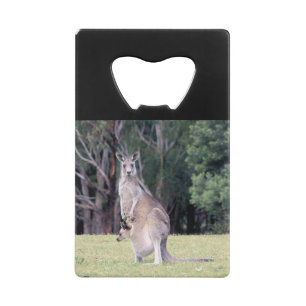 Moeder Kangaroo met Baby Joey in haar zak Creditkaart Flessenopener