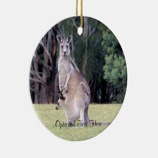 Moeder Kangaroo met Baby Joey in haar zak Keramisch Ornament (Rechts)