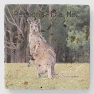 Moeder Kangaroo met Baby Joey in haar zak Stenen Onderzetter