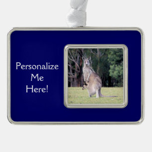 Moeder Kangaroo met Baby Joey in haar zak Verzilverd Omlijst Ornament