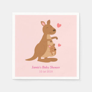 Moeder Kangoeroe en Baby Joey Baby Shower Servette Servet