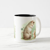 Moeder kat en kitten: een hartverwarmend moment Mo Tweekleurige Koffiemok (Voorkant rechts)