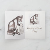 Moeder kat en kitten kaart (Binnen)
