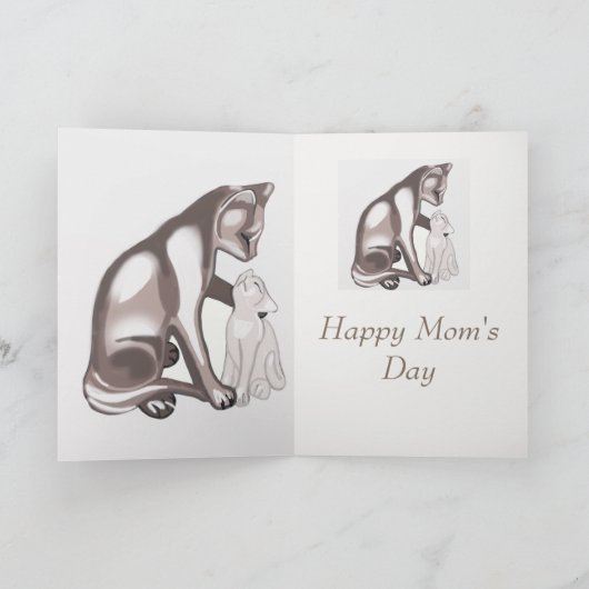 Moeder kat en kitten kaart (Binnen)