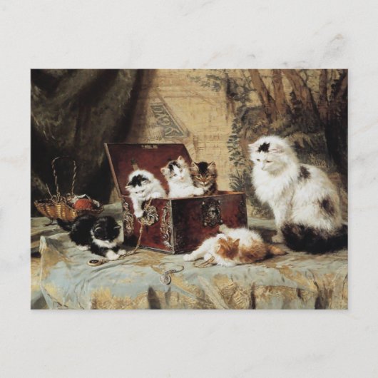 Moeder Kat Kittens Henriëtte Ronner-Knip Briefkaart (Voorkant)