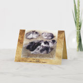 MOEDER KAT MET KITTENS Perkament Monogram Notitiekaartje (Achterkant)