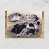 MOEDER KAT MET KITTENS Perkament Monogram Visitekaartje (Achterkant)