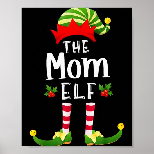 Moeder Kerst Elf Bijpassende Pyjama Kerstmis Feest Poster (Voorkant)