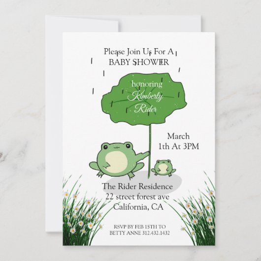 Moeder Kikker Love Baby shower Invitation Kaart (Voorkant)