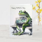 Moeder kikker met kikkervisjes in vissenkom kaart (Gele Bloem)