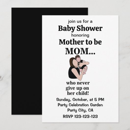 Moeder Kind Baby Shower Moeder Wordt Kaart (Voorkant / Achterkant)