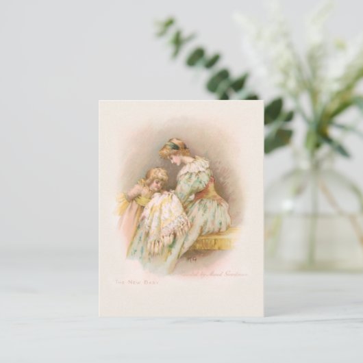  moeder, kind en nieuwe baby feestdagenkaart (Staand voorkant)