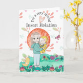 Moeder kind grillige tuin voorjaar baby vogelkunst kaart (Gele Bloem)