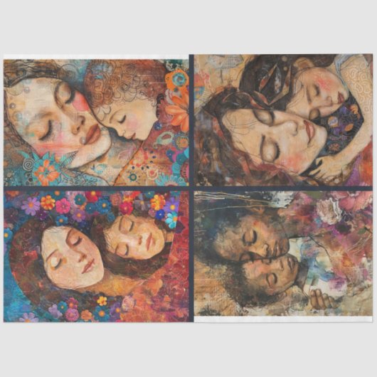 Moeder Kind Kunstenaar Crafting Collage Decoupage  Tissuepapier (Voorkant)