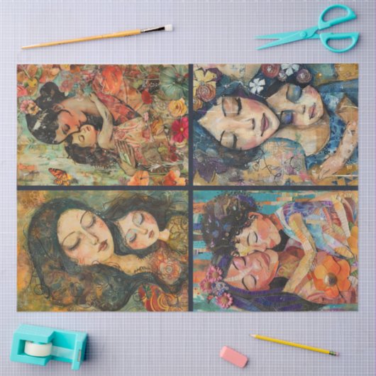 Moeder Kind Kunstenaar Crafting Collage Decoupage Tissuepapier (Craft)