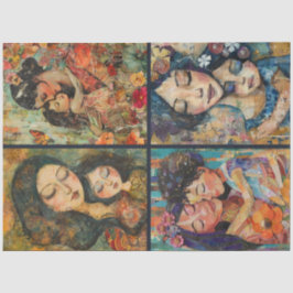 Moeder Kind Kunstenaar Crafting Collage Decoupage  Tissuepapier