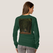 Moeder kind loopt in bos groen T-shirt (Achterkant volledig)