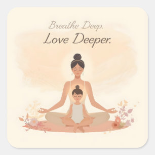 Moeder & Kind Meditatie Sereniteit Kunst Vierkante Sticker