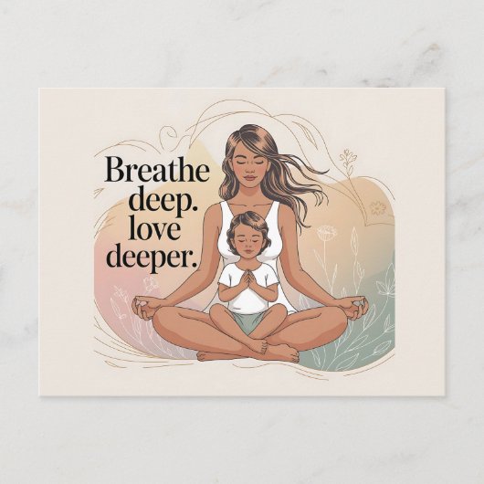 Moeder Kind Mindfulness Meditatie Kunst Briefkaart (Voorkant)