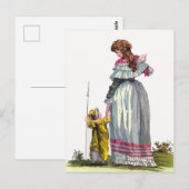 Moeder & Kind Mooie Regency Mode Tekening Briefkaart (Voorkant / Achterkant)