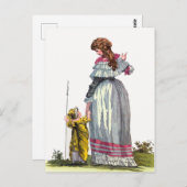 Moeder & Kind Pretty Regency Mode Tekening Briefkaart (Voorkant / Achterkant)