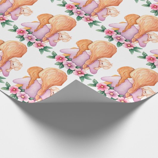 Moeder Kind Puppy Moederdag Cadeaupapier (Hoek)