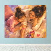 Moeder Kind Schilderen Liefde Canvas Muurkunst Afdruk (Insitu (Houten vloer))