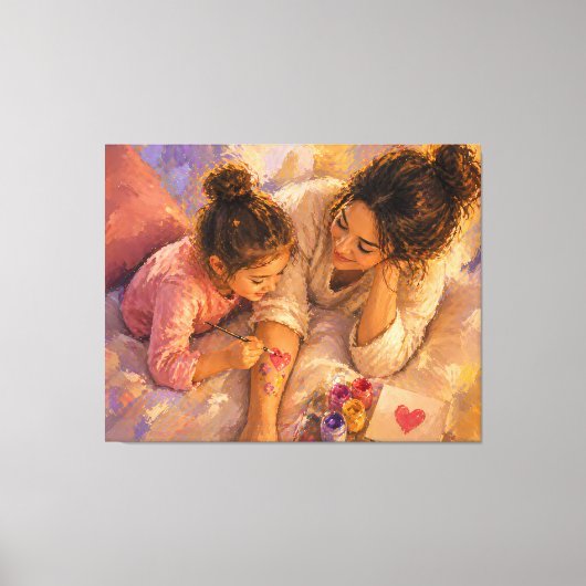 Moeder Kind Schilderen Liefde Canvas Muurkunst Afdruk (Voorkant)